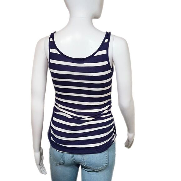 Navy Blue and White Striped Basic Tank - Picture 5 of 7